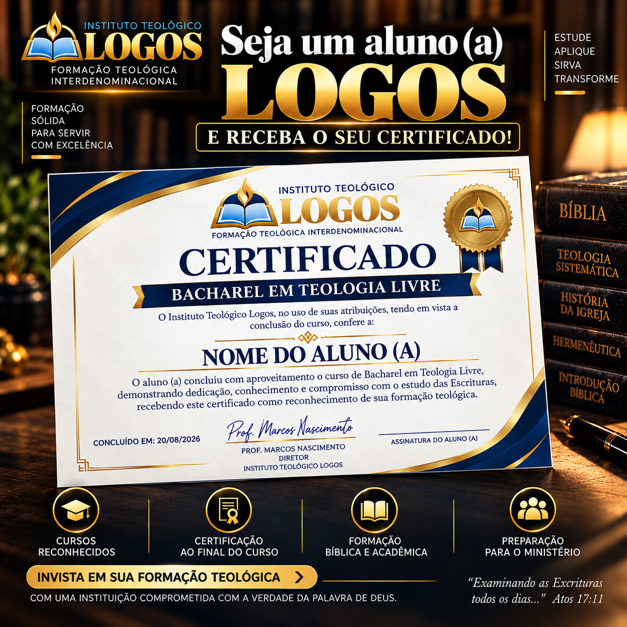 Certificado Logos em Ouro e Azul